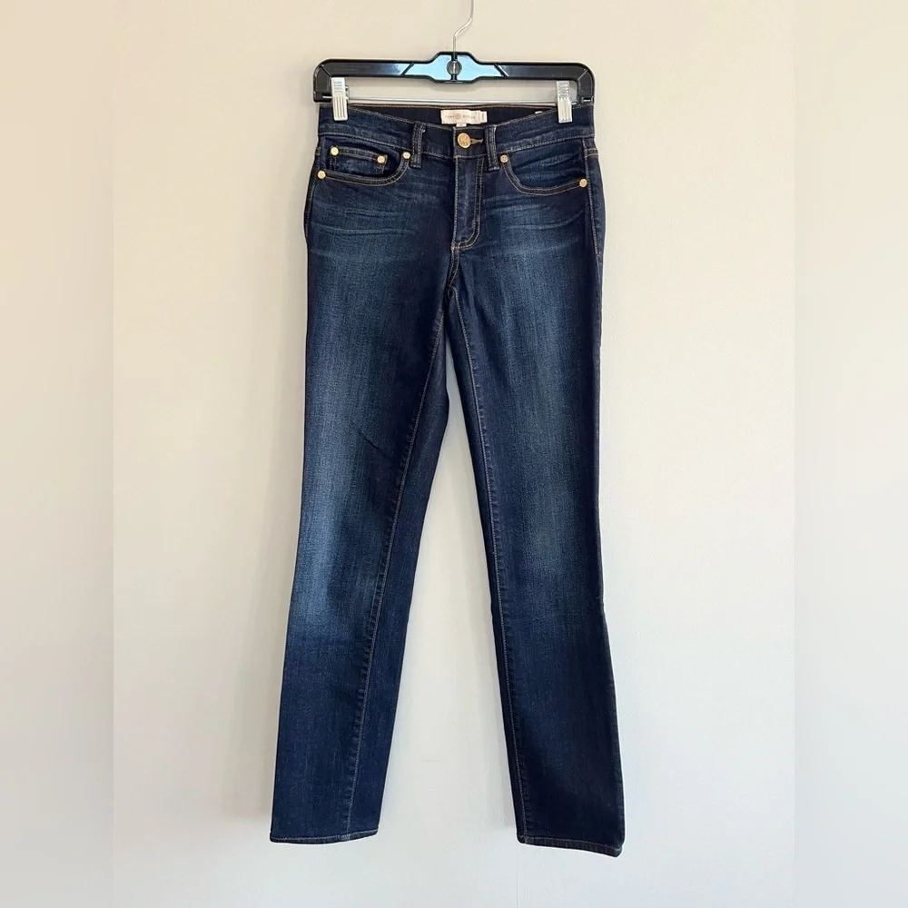 Tory Burch Super Skinny Jean, Dark Indigo Blue Wash, size 25